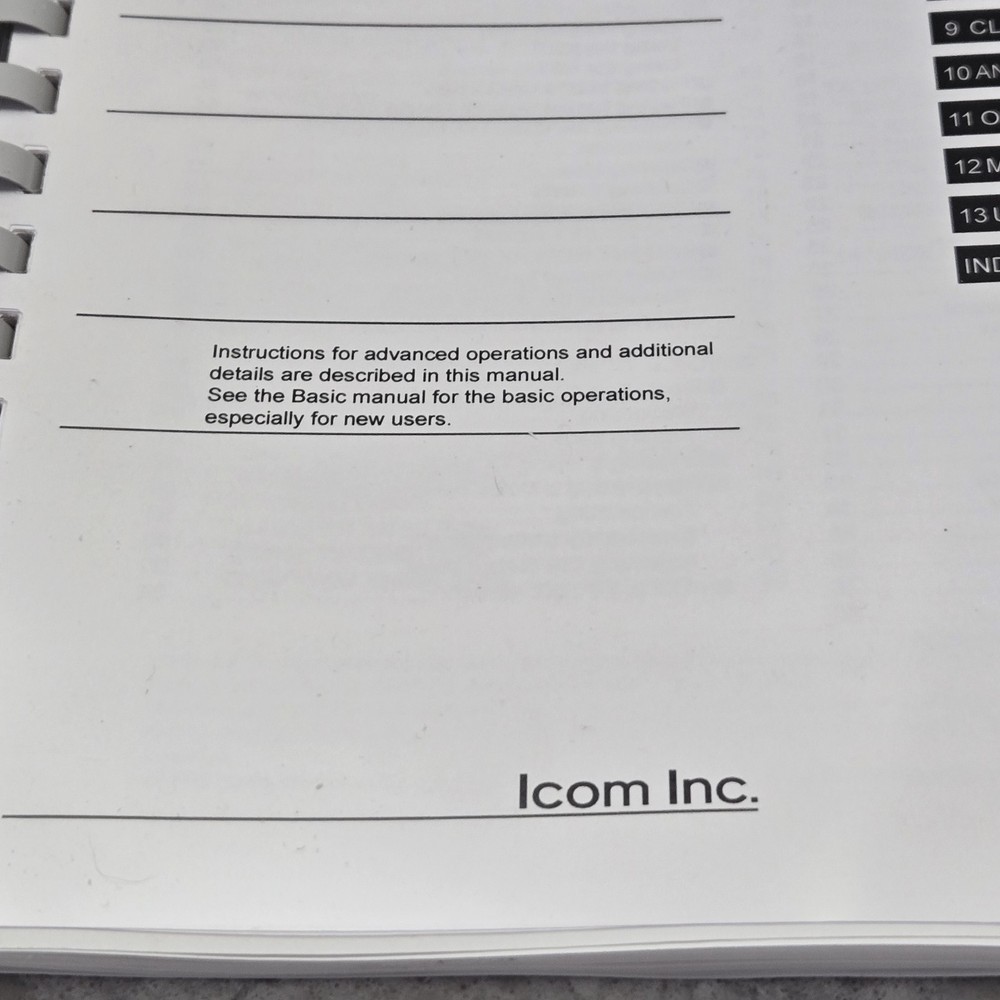 Icom IC-7610 Advanced Instruction Manual Full Color & Protective Plastic Covers
