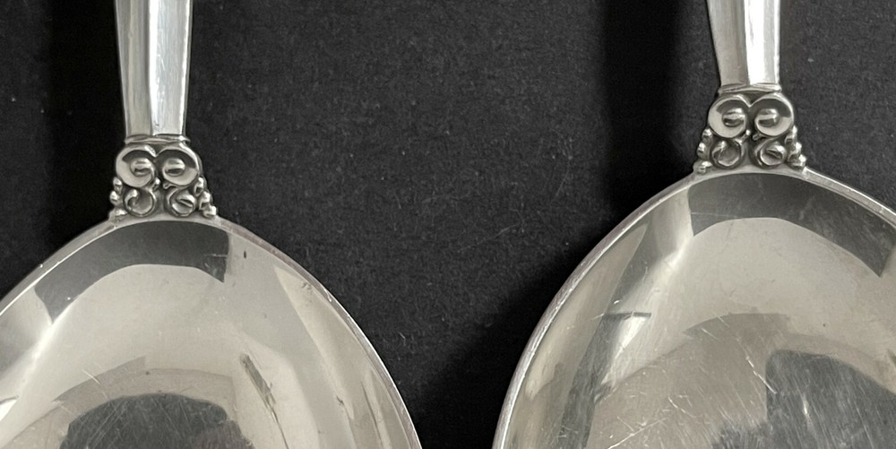 Original Georg Jensen 8” Acanthus Sterling Silver Serving Spoon and Fork