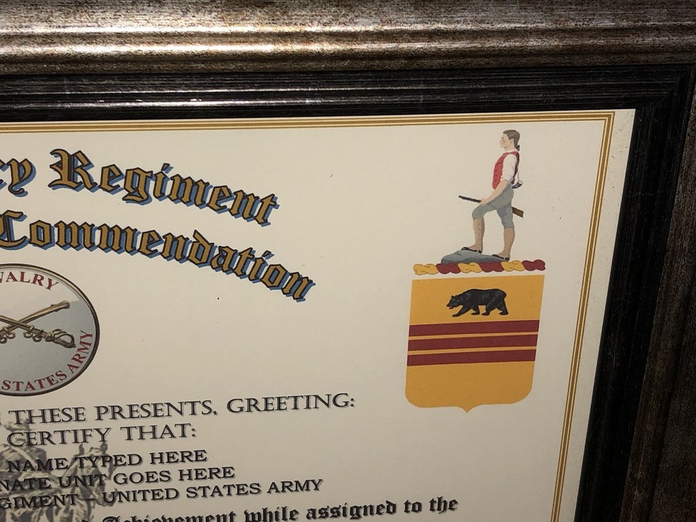 308TH U.S. CAVALRY REGIMENT / COMMEMORATIVE - CERTIFICATE OF COMMENDATION