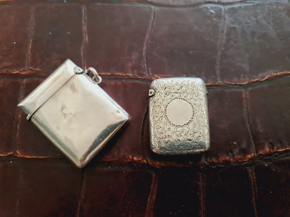 Antique Hallmarked Silver Vesta Cases Victorian X 2