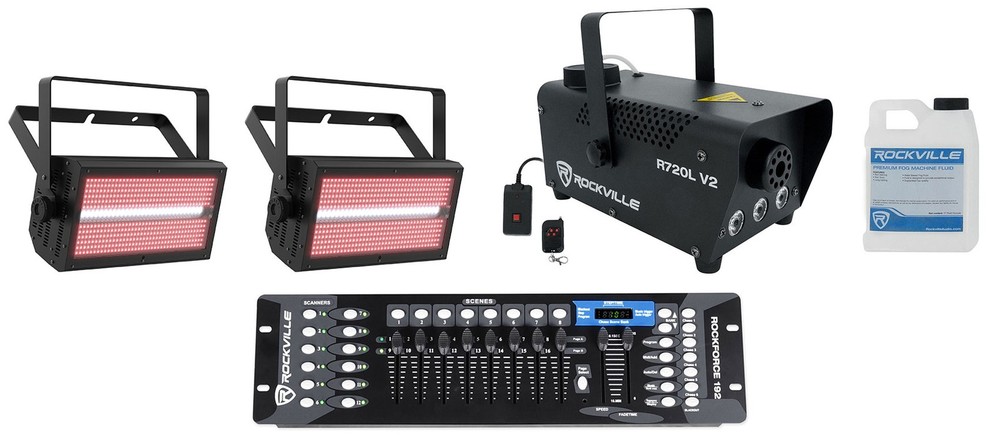 2) Chauvet DJ Shocker Panel FX Blinder/Eye Candy Effect Lights+Fogger+Controller