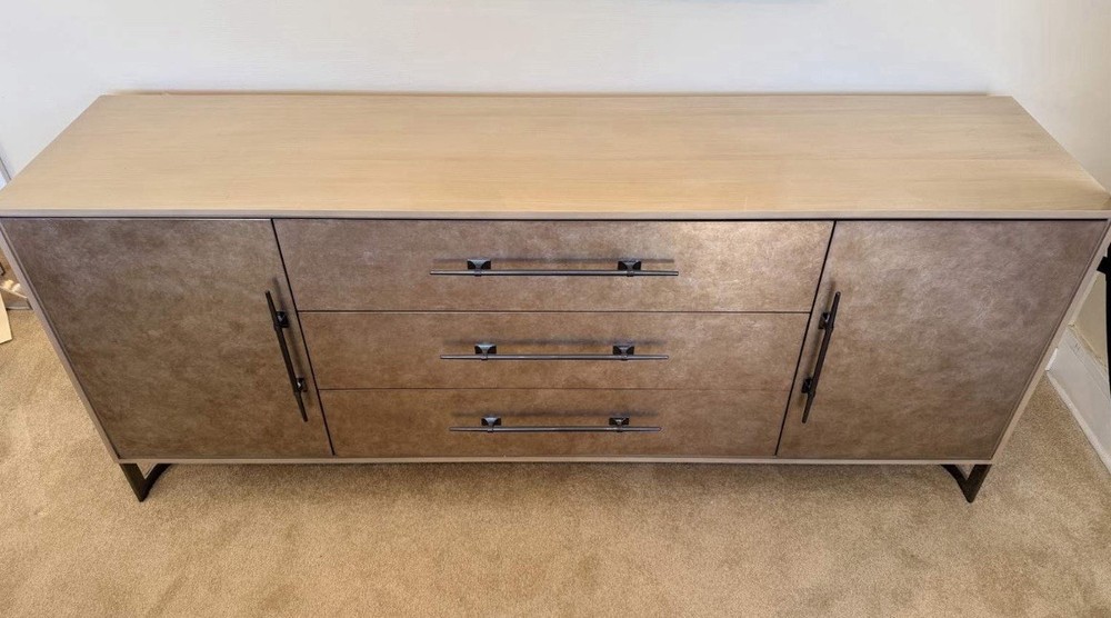 New Caracole Foiled Again Buffet with Amber Silverleaf Doors &Deep Bronze Frame