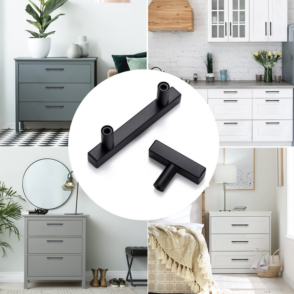 Kitchen Cabinet Handles Matte Black Square Modern Drawer Pulls Stainless Steel