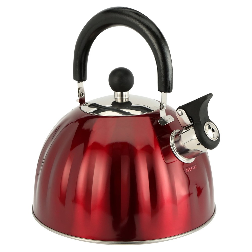 2.1 Qt Red Pumpkin Tea Kettle W/ Seasonal Decor & Fast Heating Whistle