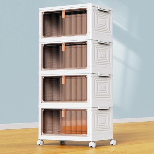 4 Tier Plastic Storage Bins with Lid 23QT, Stackable Storage 4-Tier 23QT White