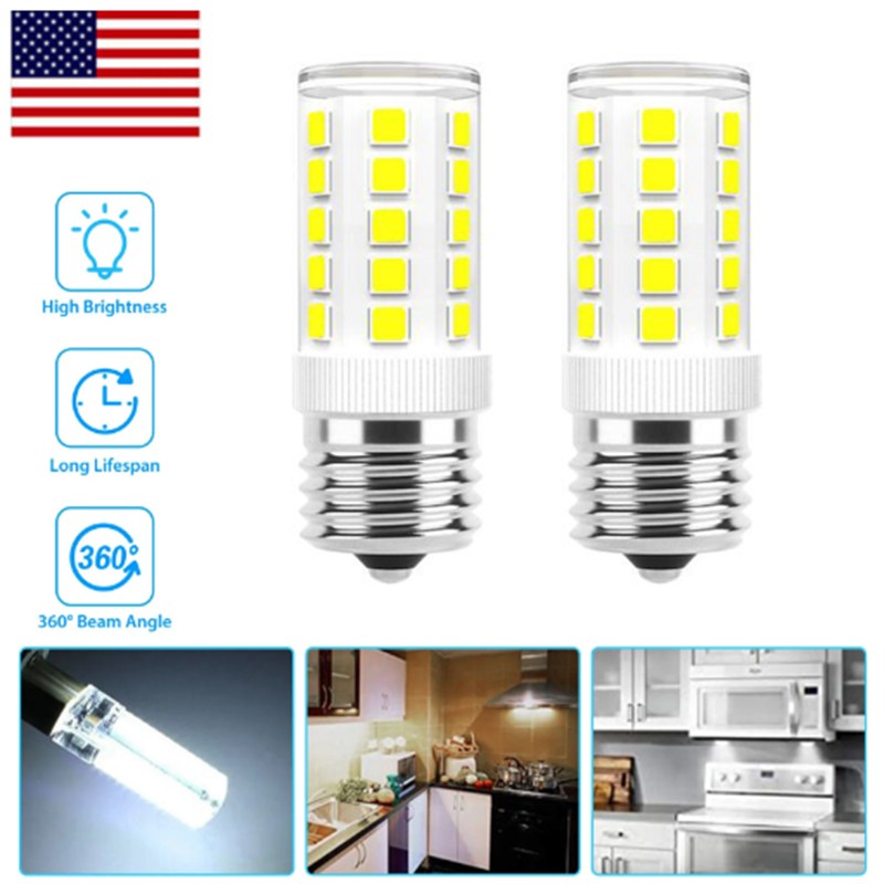 2Pcs E17 LED Bulb 4W Microwave Oven Light Dimmable Daylight White 6000K Light