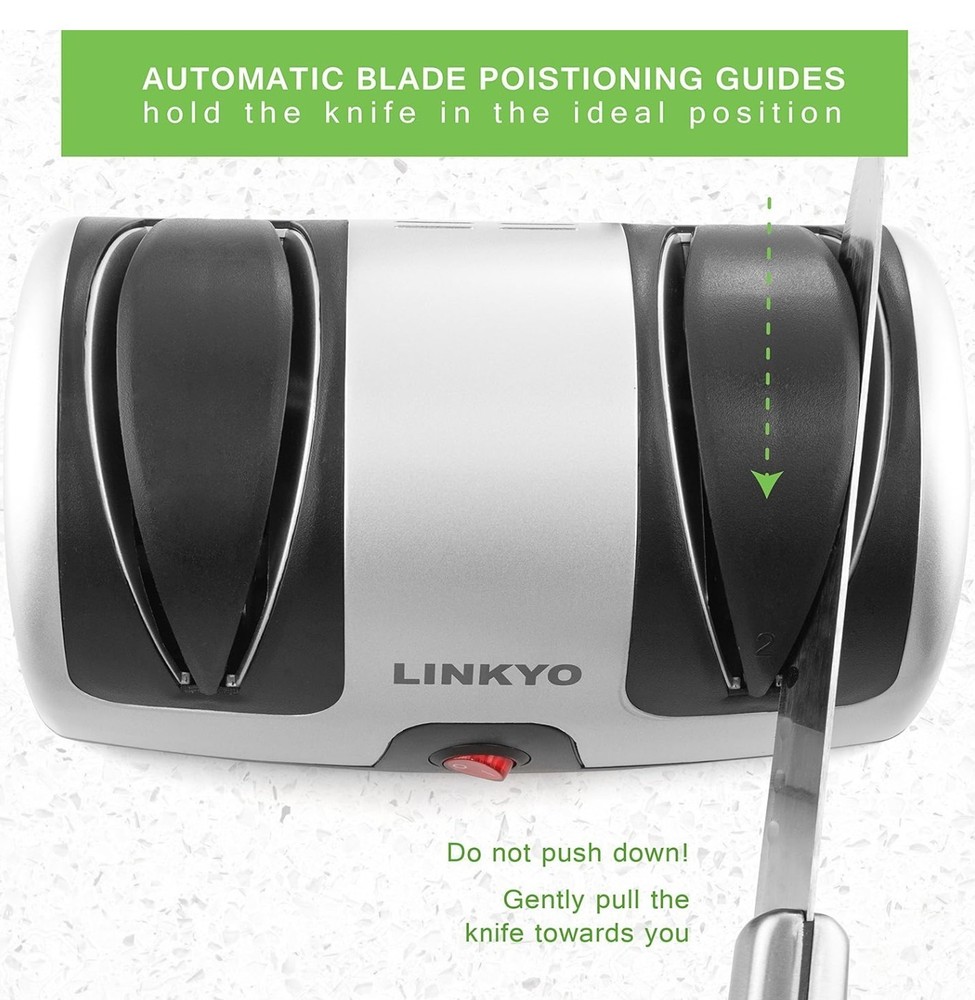 Linkyo Electric Knife Sharpener - Professional Kitchen 2 Stage Sharpening