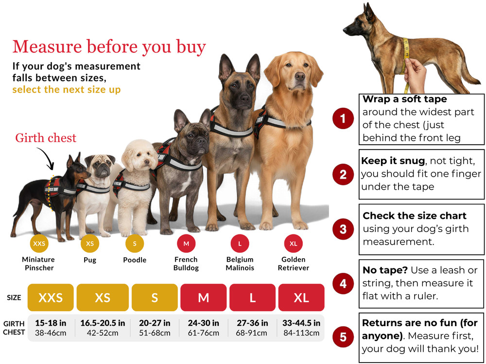 Reflective Service Dog Vest Harness – Adjustable- with Removable Patches