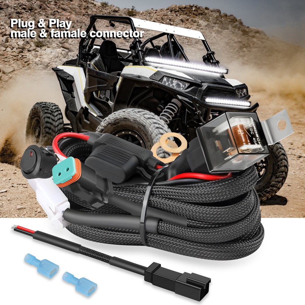 1-Way Wiring Harness Kit ON-OFF Switch Plug Play For Driving LED Work Light Bar