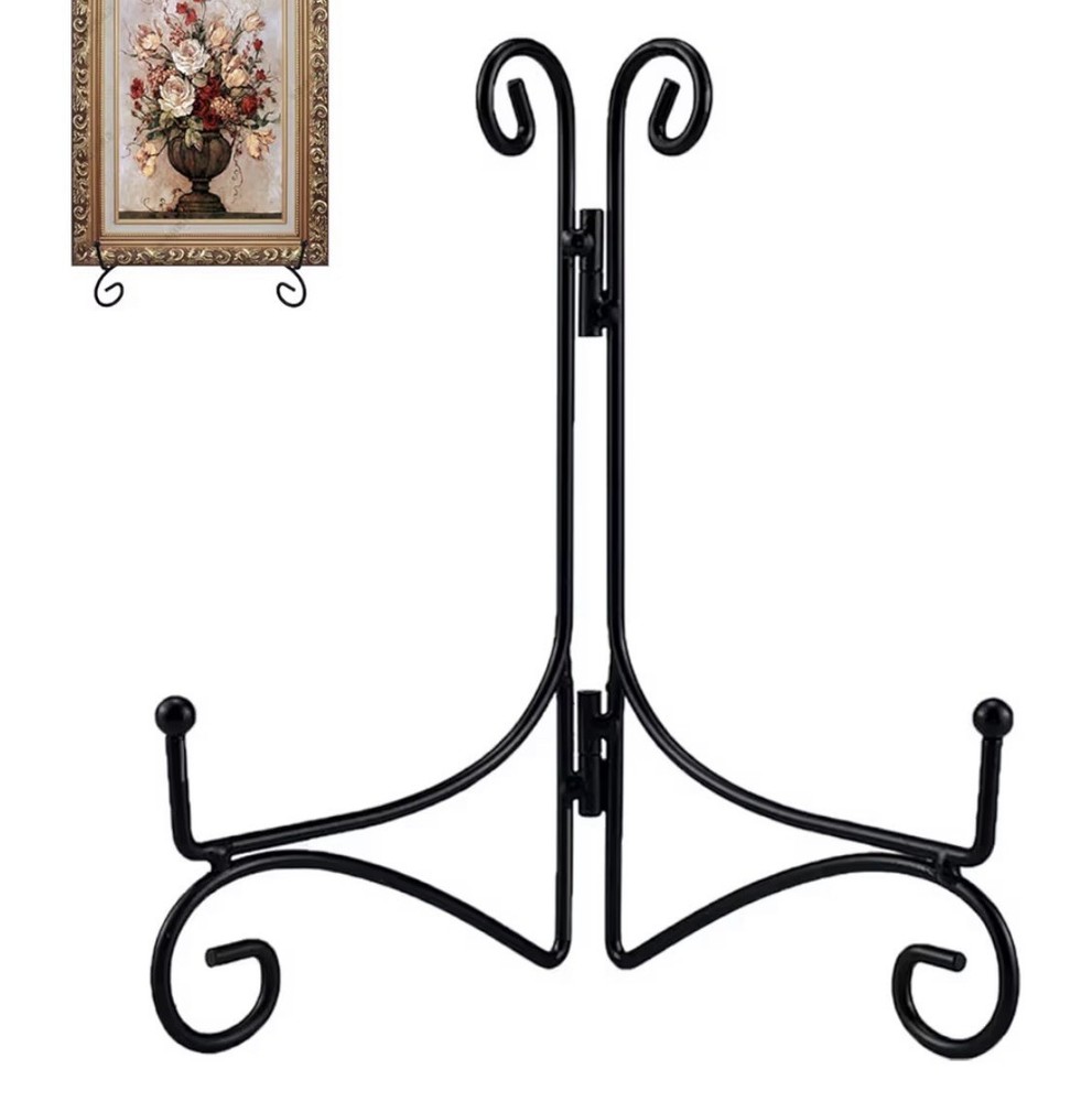 2 Pack 12” Black Iron Decorative Plate Stand Easel