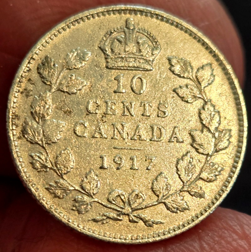 1917 Canada Sterling Silver 10 Cents.