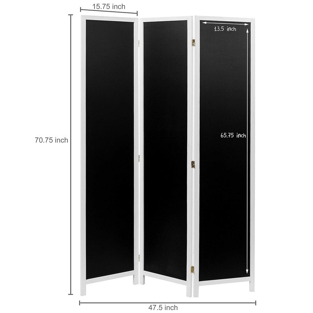 MyGift 3-Panel Folding Chalkboard Room Divider, Writable Privacy Screen