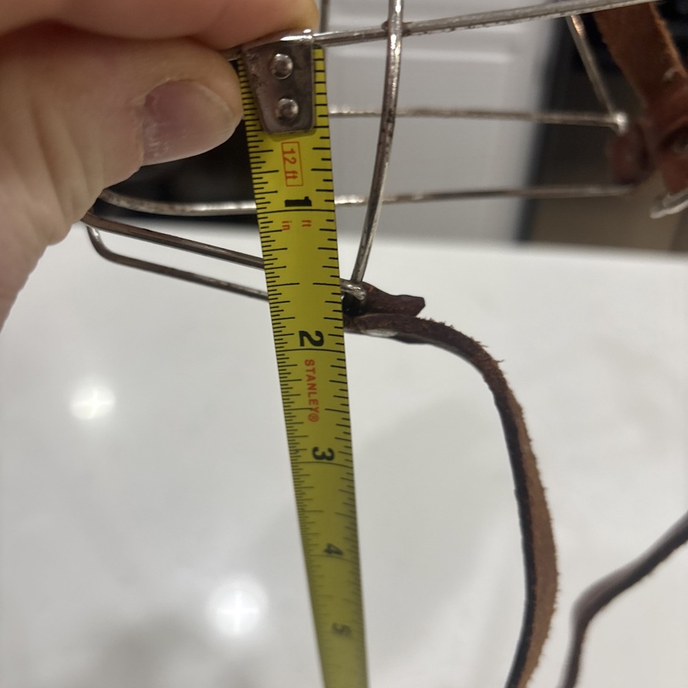 Dog Muzzle Adjustable Metal Wire Basket Leather Straps Small?