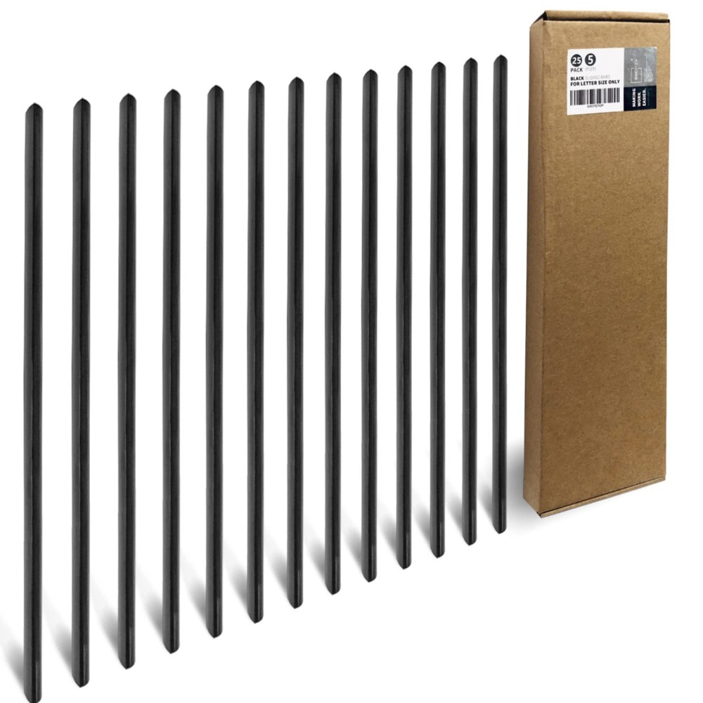25 Pack Binding Bars, 25-Sheet Capacity Slide Grip Binding Bars, Black, 5mm T...