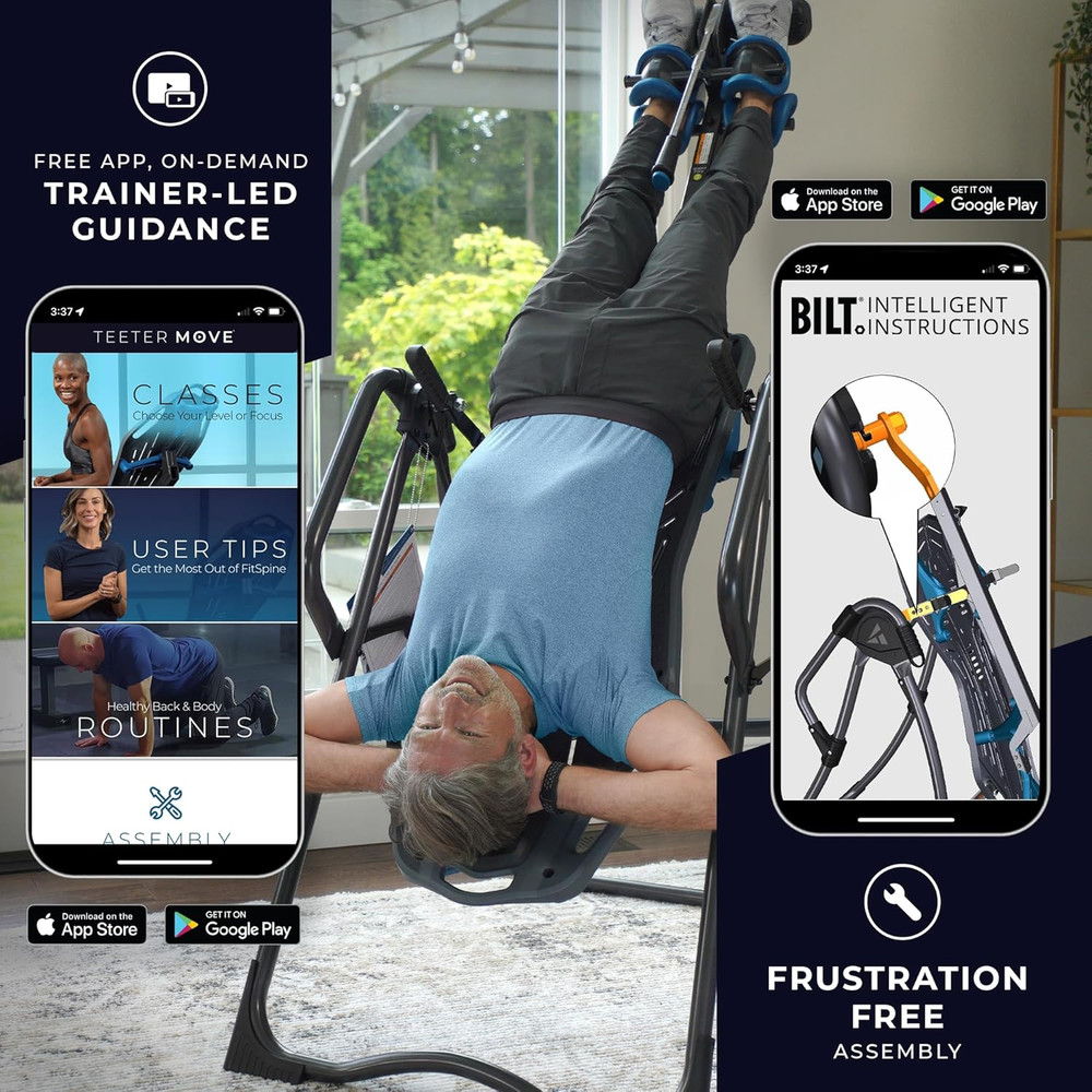 Teeter Fitspine X3 Inversion Table W/ Accessories for Back Pain Relief, Deluxe E
