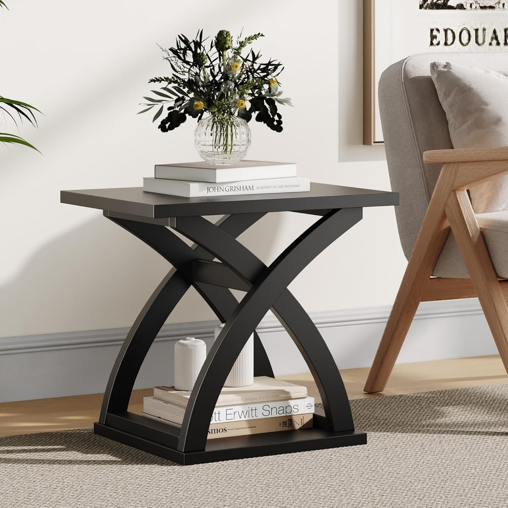 X-Design Side Table Living Room End Side Table End Table with Storage Shelf