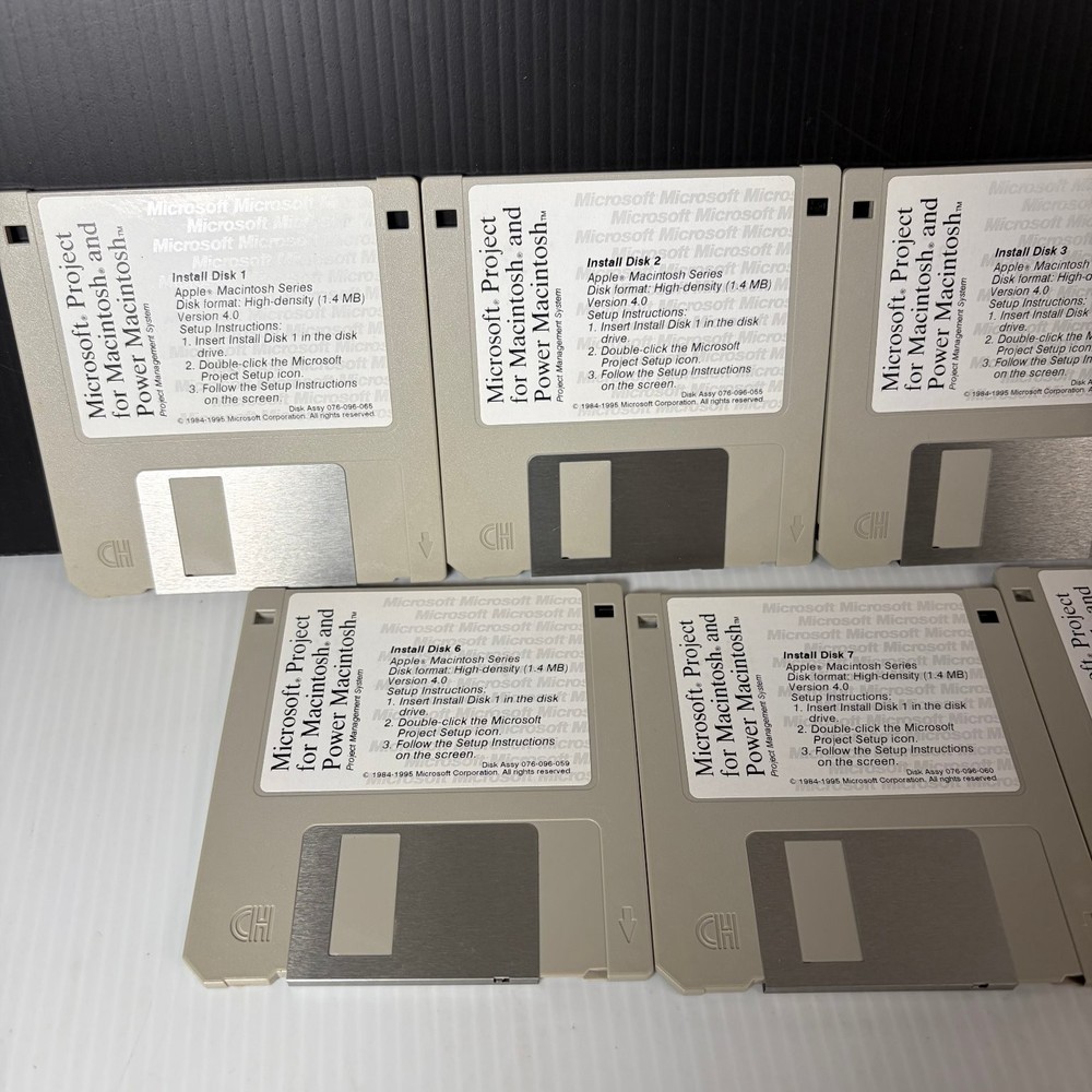 Microsoft Project Software for Macintosh & Power Macintosh 9 3.5" Floppy Disks