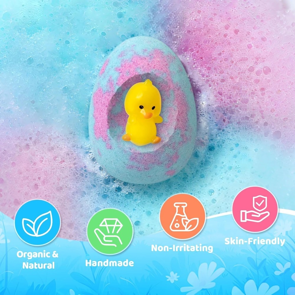 16 Pack Easter Kid Bath Bombs Gift Set with Toys Inside, Kids Bubble Bath Bomb