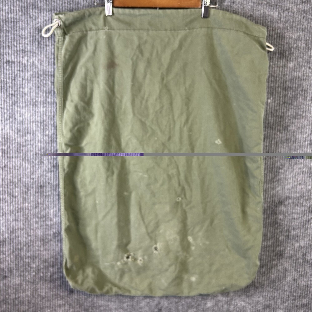 Vintage Military Laundry Bag Long 2 Green Drawstring