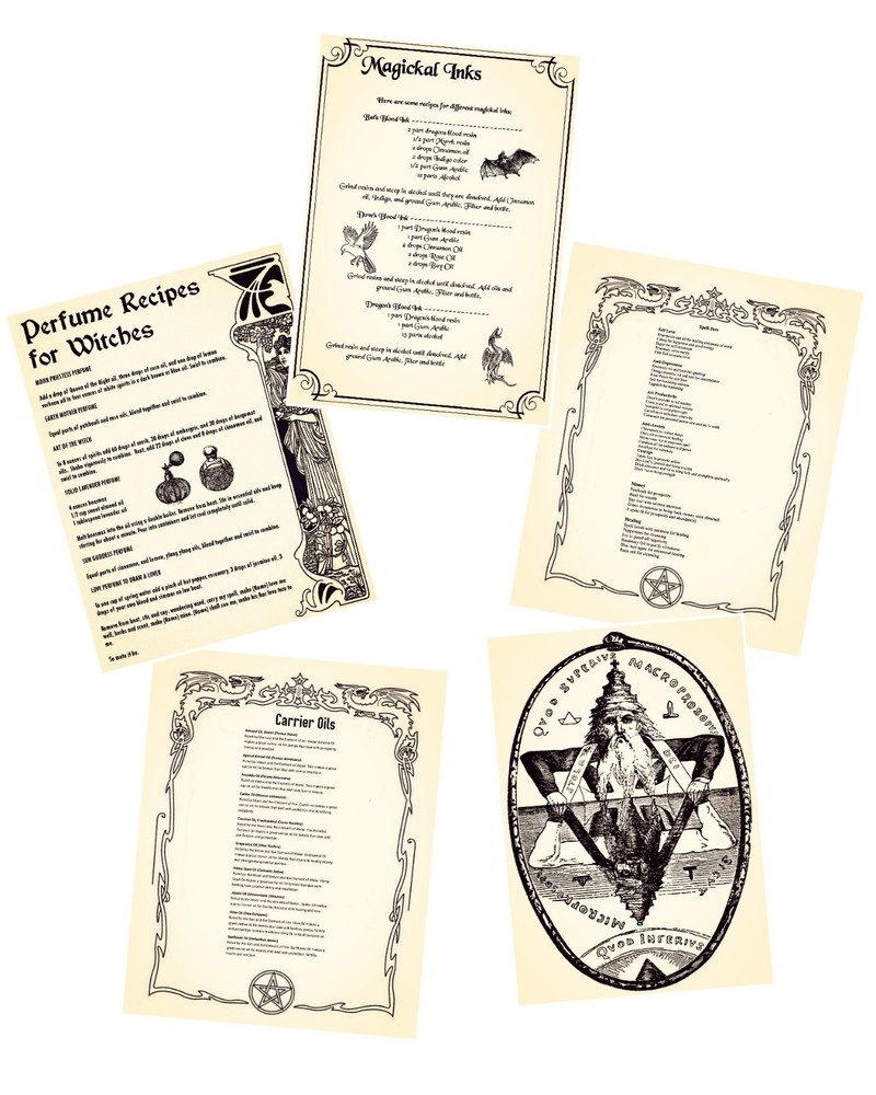 12 Informative Grimoire Journal Pages 8-1/2" x 11"