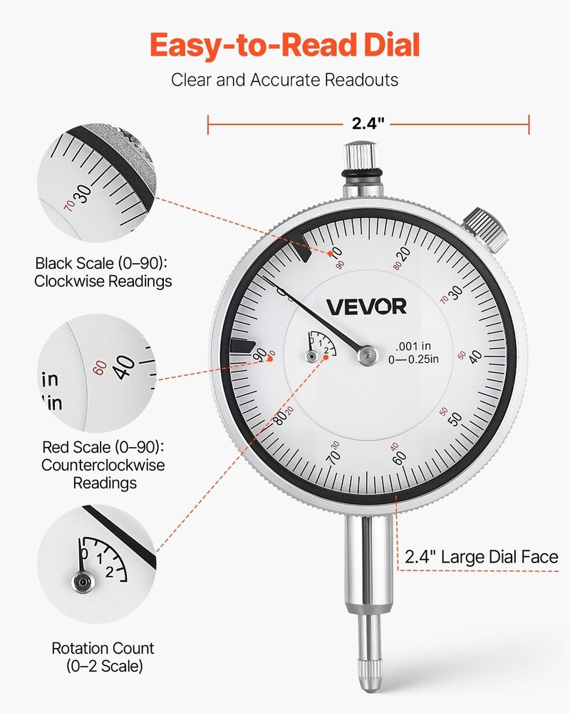 VEVOR Dial Test Indicator and Bore Gauge Measuring Tool Set, Indicator...