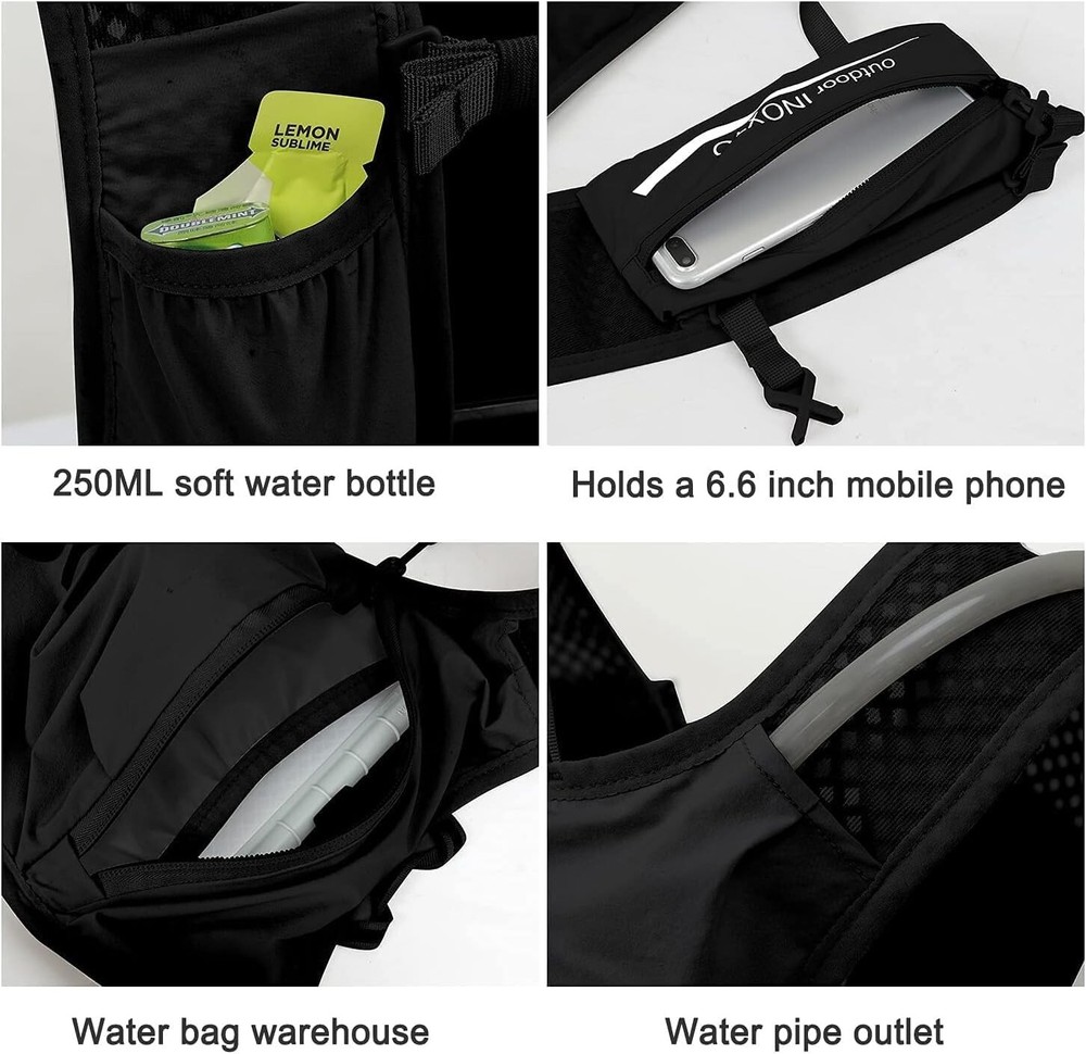 Safety-Enhanced Hydration Backpack with Reflective Trim & Multi Storage Pockets