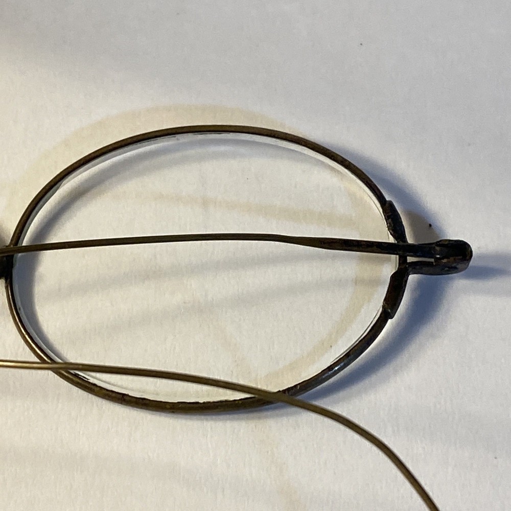 Antique Eyeglass Frames Metal Saddle Bridge Brass Wire Temple Early Frames
