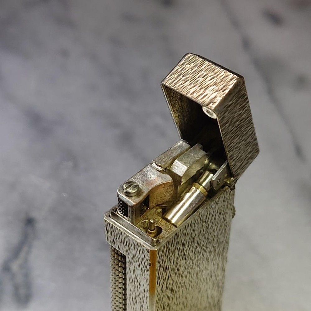 Vintage Dunhill Rolla Gas Lighter Silver Deep Satin Working Condition