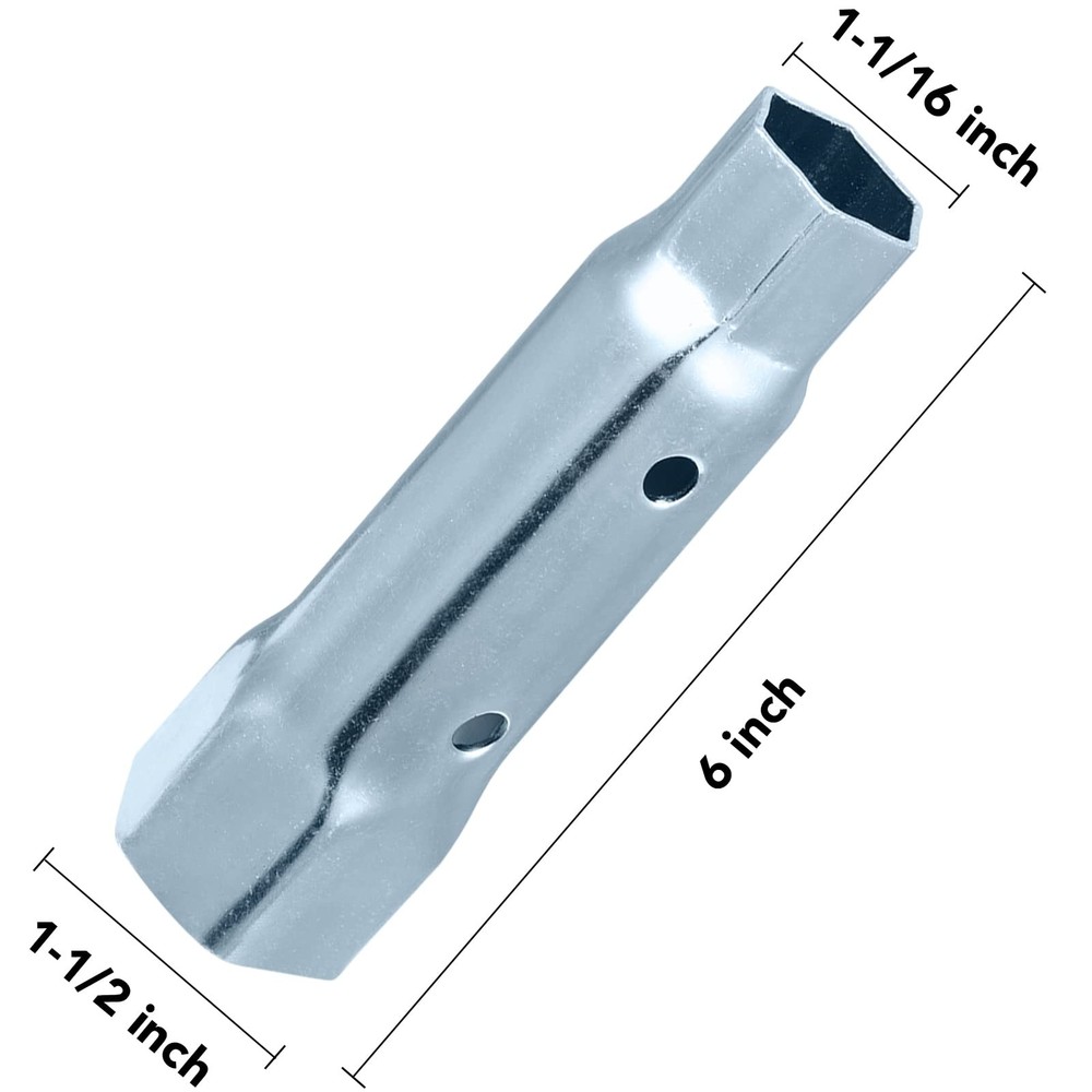 Skoutag RV Water Heater Element Wrench Socket, Dual Hex Removal Silver