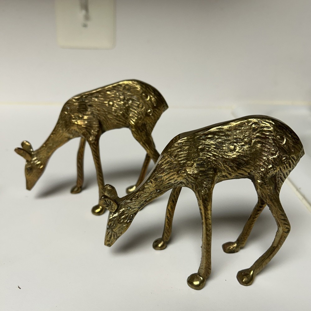 3 Brass Deer figurines 7.5" 4" 4"