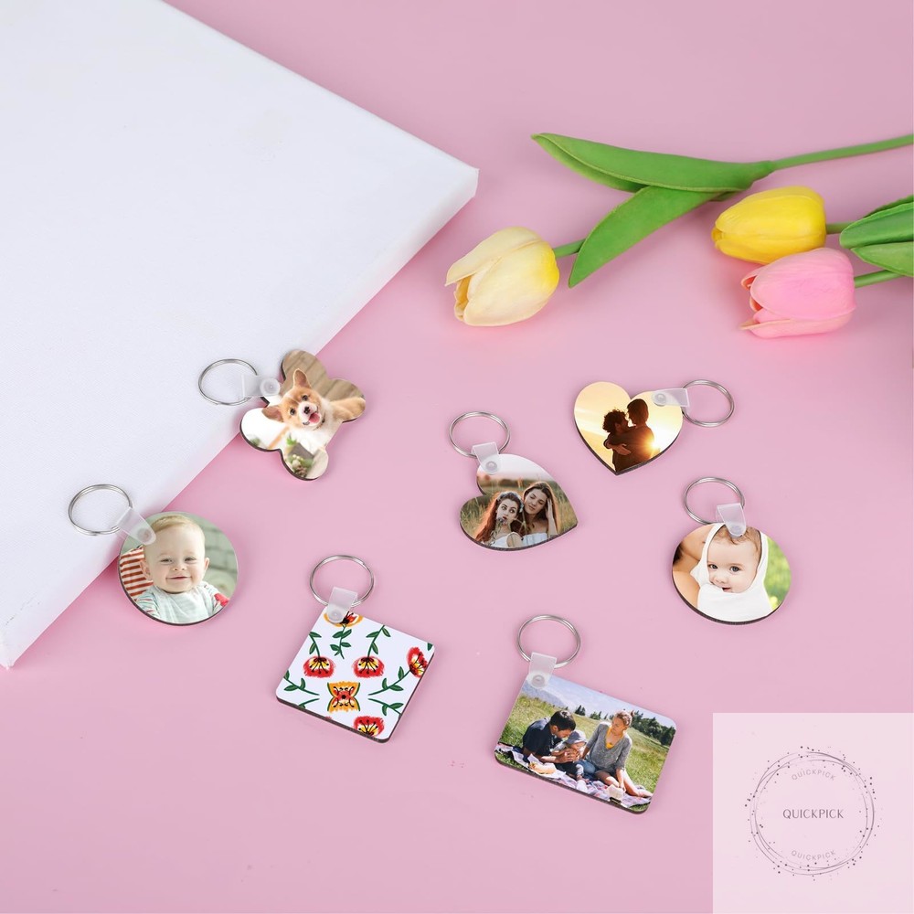 135Pcs Sublimation Keychain Blanks Bulk,MDF Keychain Double Sided Heat Transfer