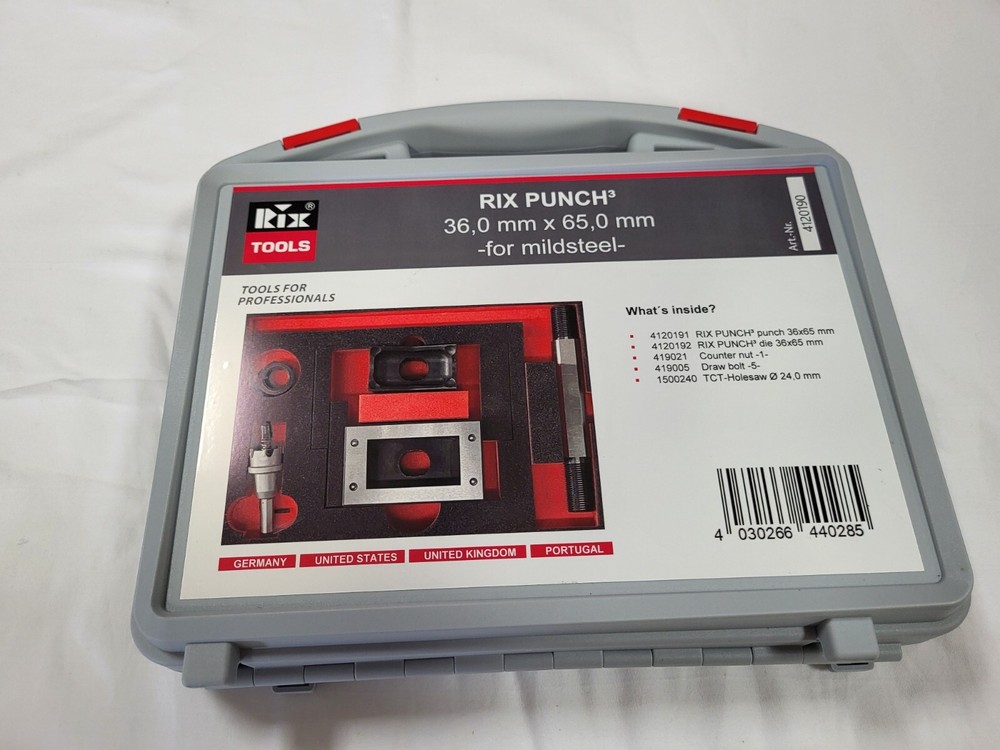 Rix Tools 36.0 x 65.0 mm Rectangular (Connector) Mild Steel Punch/Die Set
