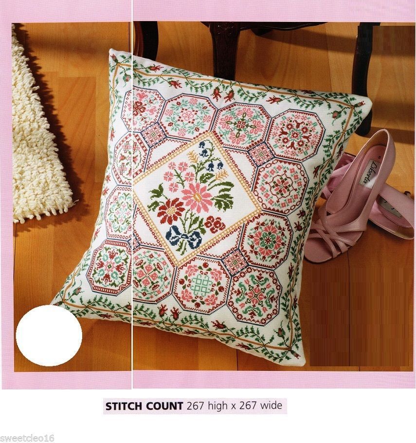 FLOWER  PATCH  CUSHION         CROSS  STITCH PATTERN  ONLY   ALS - EW
