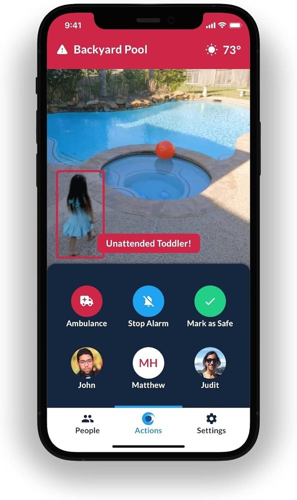 PoolScout: Wireless Pool Security Camera, Battery & Solar, Drowning , Open box