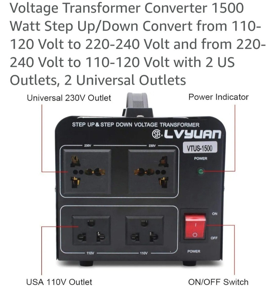 LVYUAN Voltage Converter Transformer 1500 Watt Step Up/Down Convert