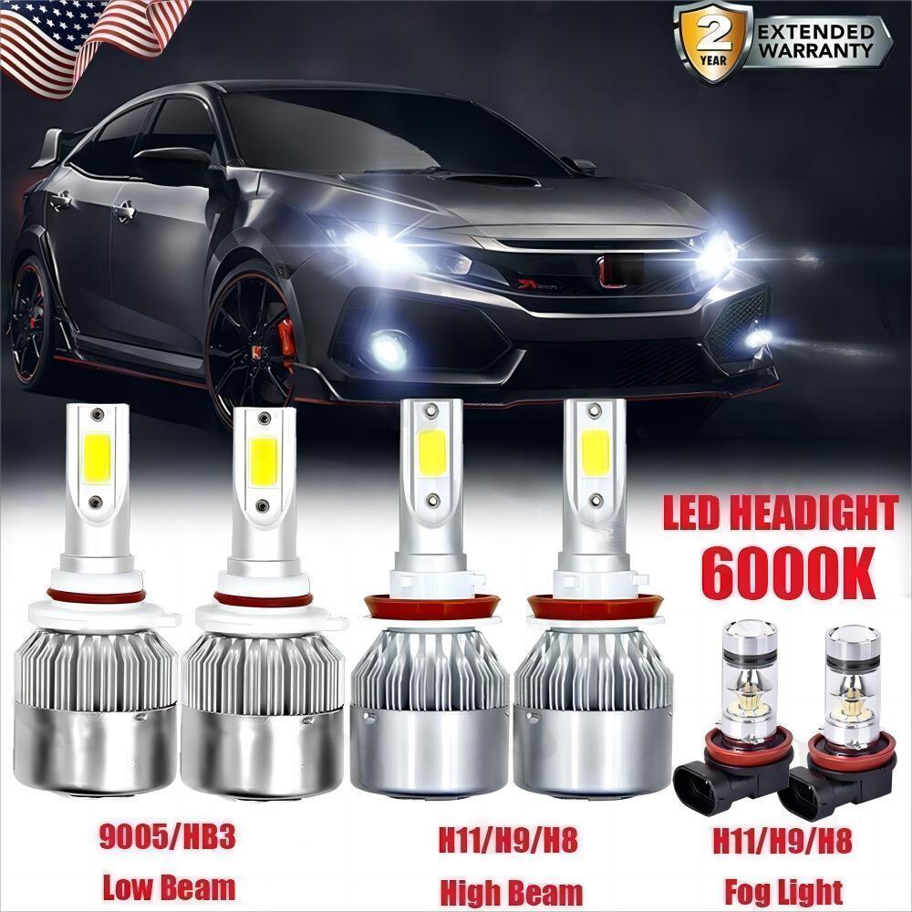 6000K For Honda Accord 2013 2014 2015 Combo LED Headlight Kit High Low+Fog Bulbs
