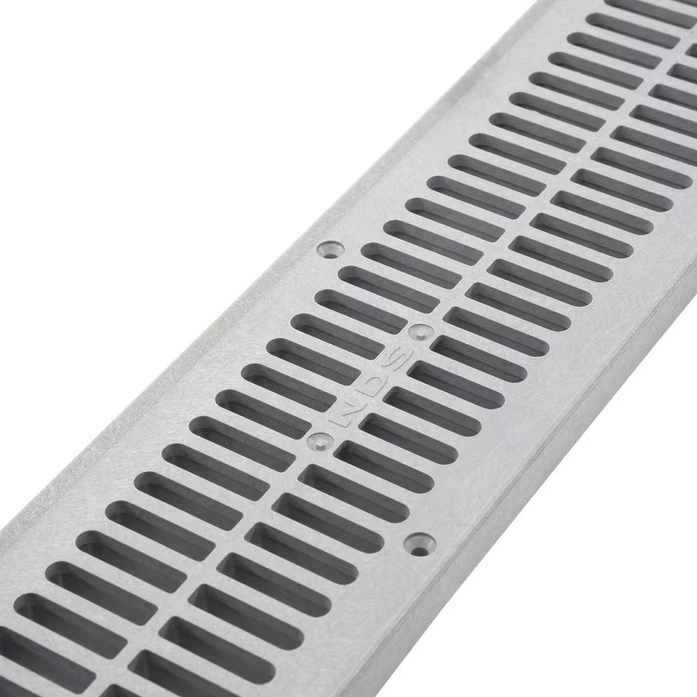 2 Ft. Plastic Spee-D Channel Drain Grate in Gray
