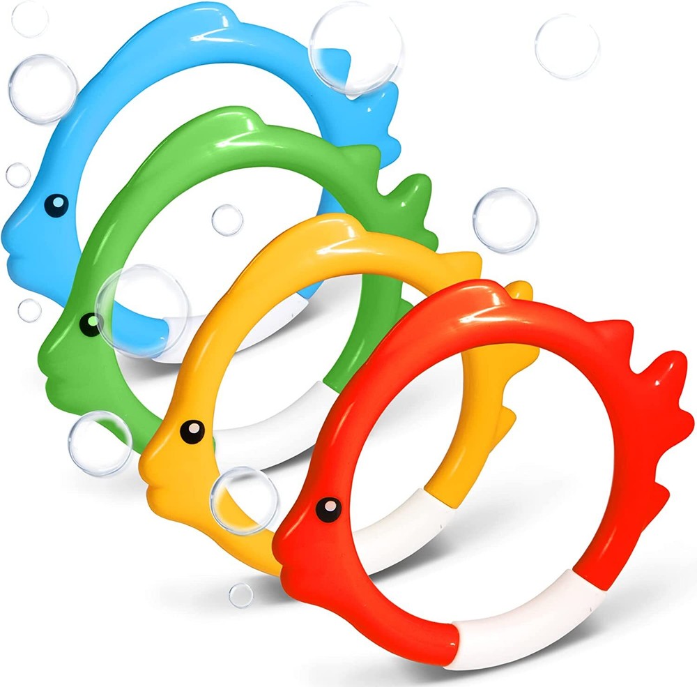 4Pcs Fish Shape Diving Ring Set Underwater Swimming Pool Play Accessories