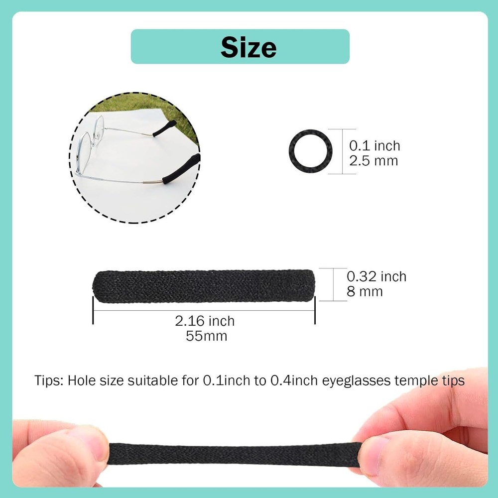 4× Antislip Elastic Comfort Eyeglasses Temple Tips Sleeve Microstructured Fabric