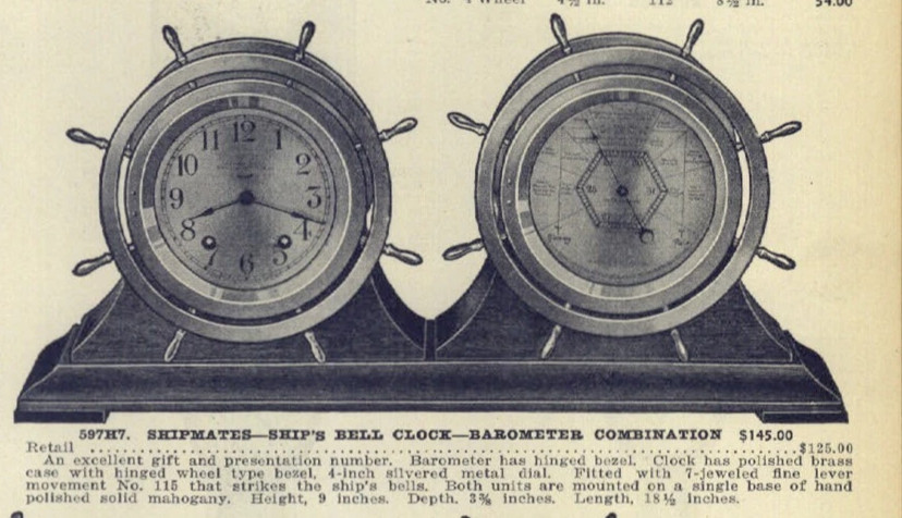 Seth Thomas Vintage Ship's Bell Clock - Barometer Set "SHIPMATES"
