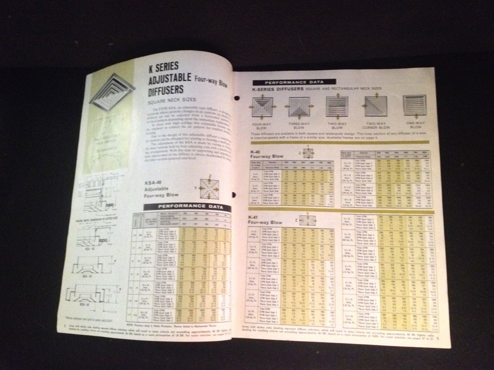 CARNES Square and Rectangular Air Diffusers Catalog D-7OF D-70F 1960's
