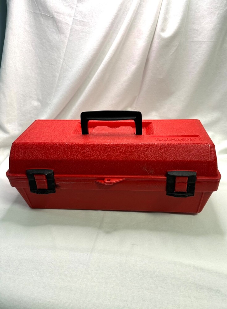 Toolmaster Red & Black Tool Box W/ Removable Tote Latch & Handle Tackle Box