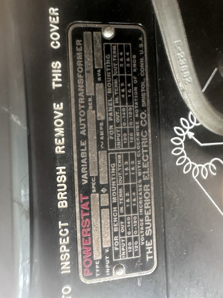 Powerstat 136 Variable Transformer With Isolated Ac