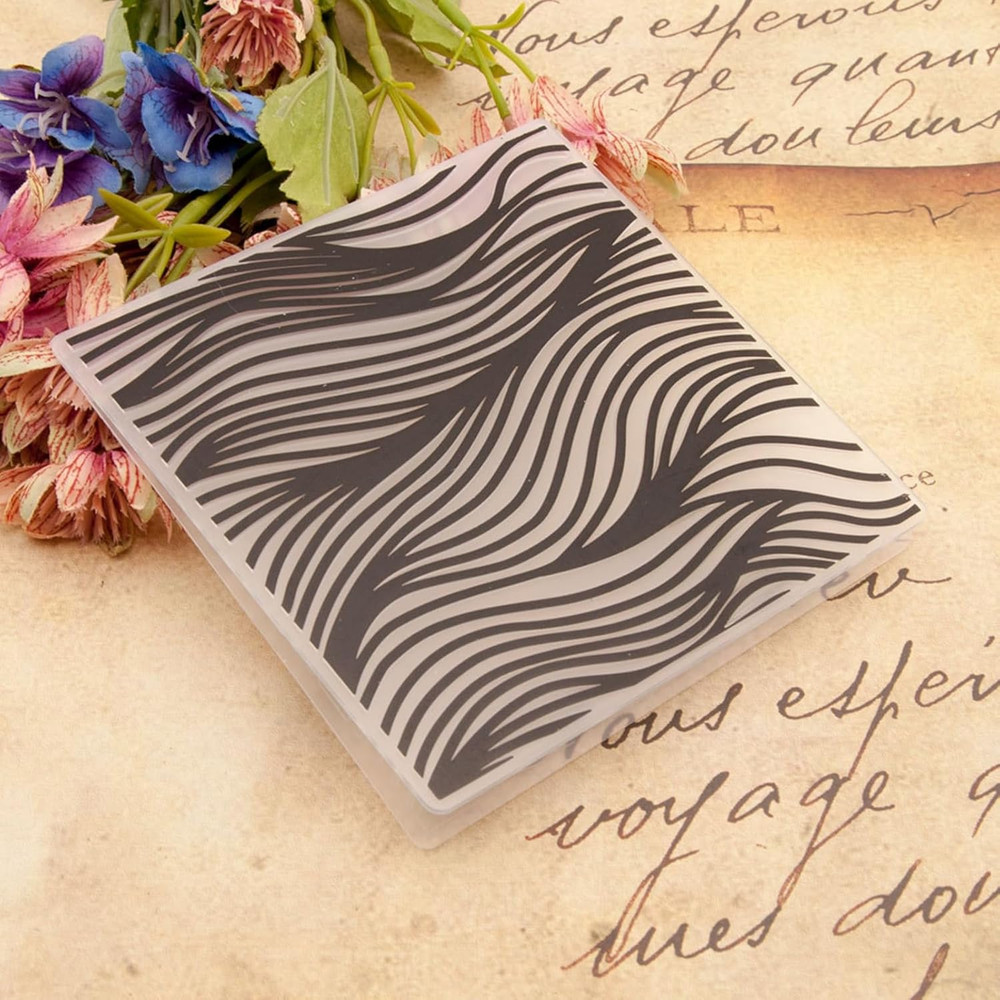 Waves Plastic Embossing Folder (5"X5''| Ocean Pattern) Paper Crafts Plastic Text