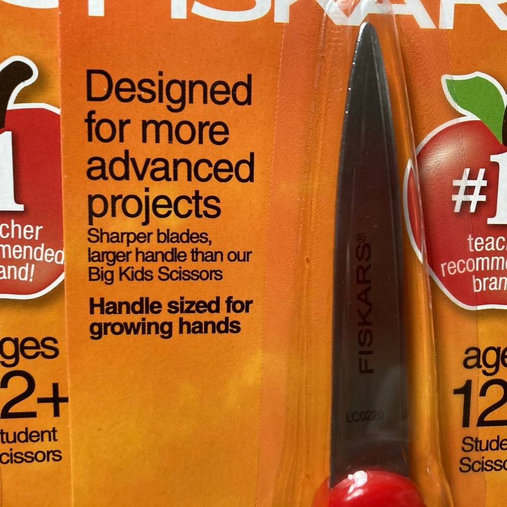 Fiskars Stainless Steel Pointed Tip Scissors 3 Pairs Red