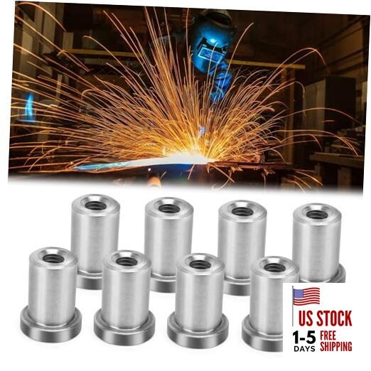 8pcs Weld-On Nuts, 3/8"-16 Thread Long Threaded Stepped Female 8PCS 3/8"-16