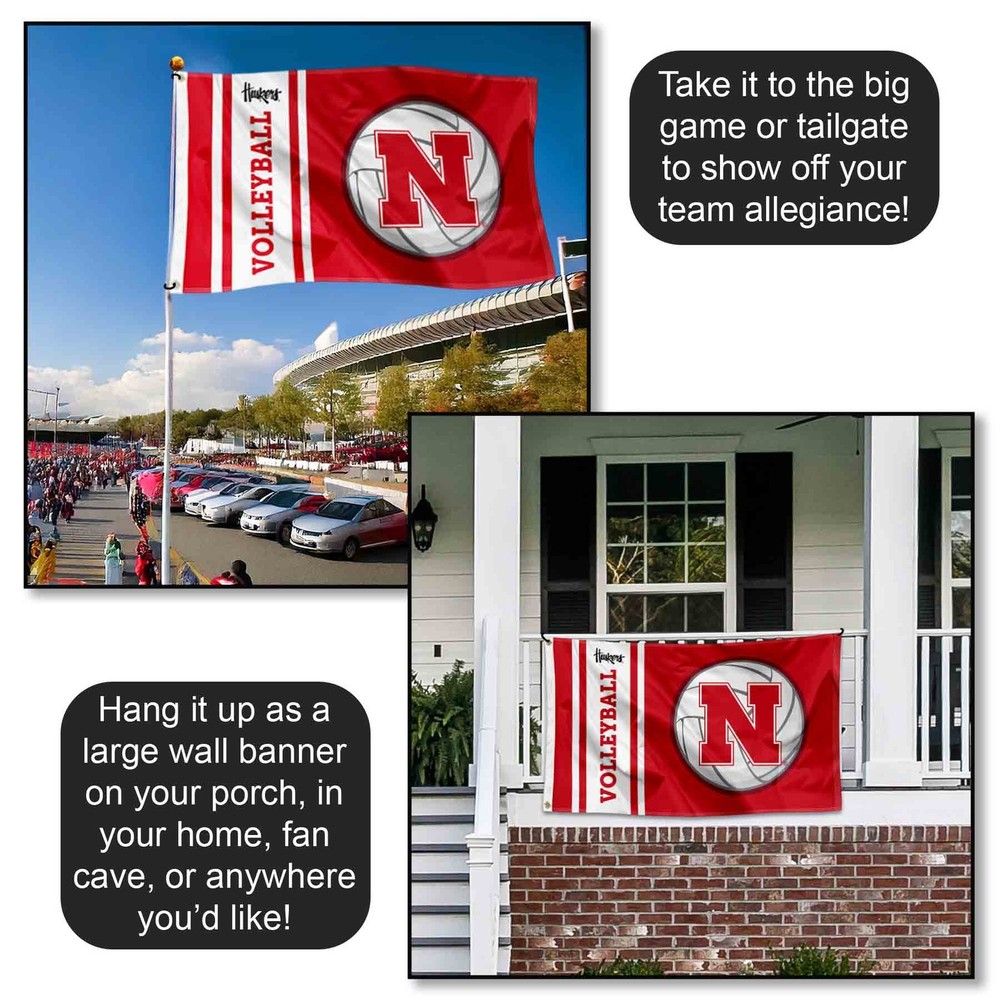 Nebraska Cornhuskers Volleyball 3x5 Flag