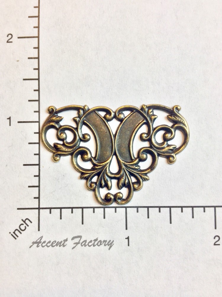 24653         2 Pc. Brass Oxidized Filigree Ornament Jewelry Finding