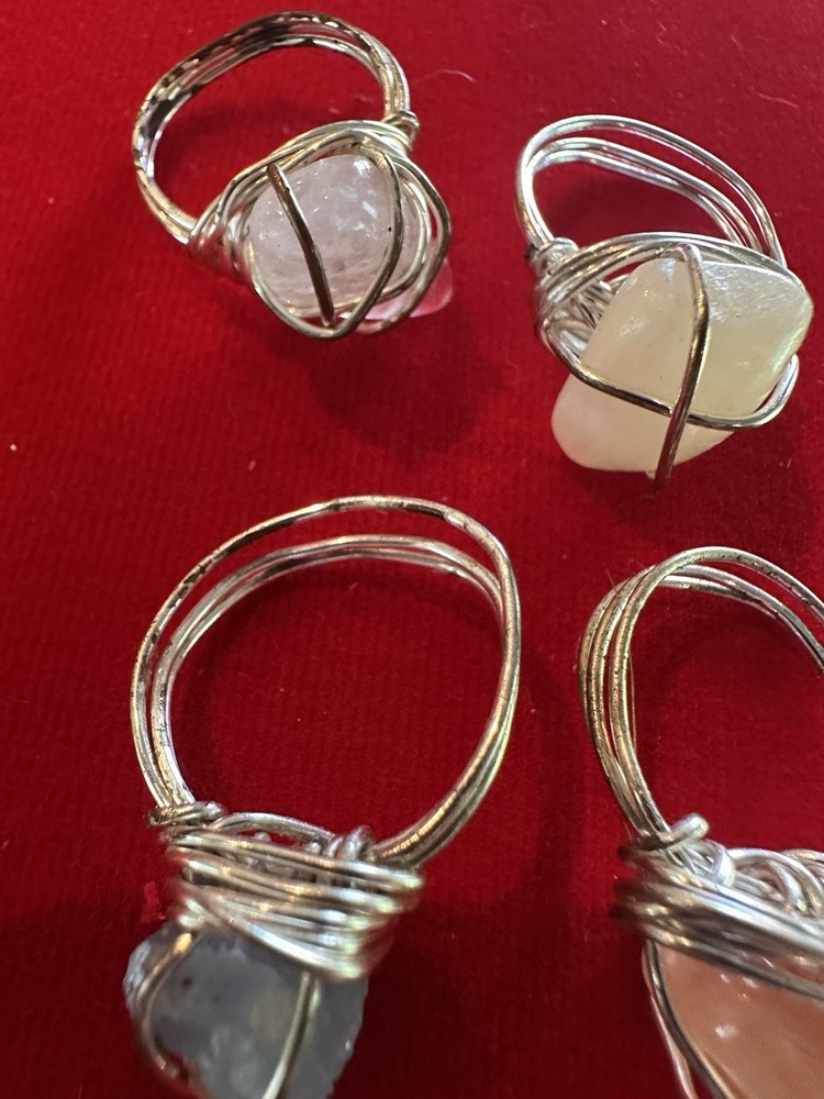 4 Handmade Crystal Rings See Descrip