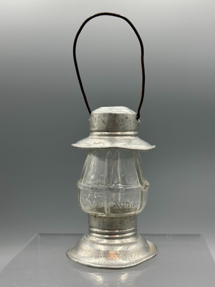 1920s LANTERN K600 Embossed Glass CANDY CONTAINER Antique E&A 445